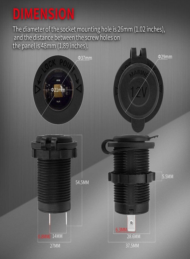 DAIERTEK مقبس ولاعة سجائر بديل من داييرتك 12 فولت، موصل أنثى، مقبس تيار مستمر، مخرج طاقة، مخرج ولاعة سجائر مع سلك، فيوز، وغطاء مقاوم للماء، مناسب للسيارات والقوارب البحرية. - Image 3